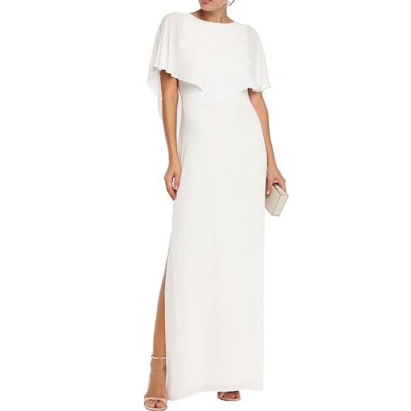 Halston Heritage Dresses & Skirts - HALSTON HERITAGE Cape Effect Draped Crepe Gown Maxi Dress White US 4 NWT
